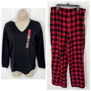 Charter Club NWT Women's 2 Piece PJ Set Shirt & Pants Size XS Buffalo Check